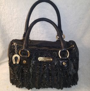 Betsey Johnson black ruffled handbag